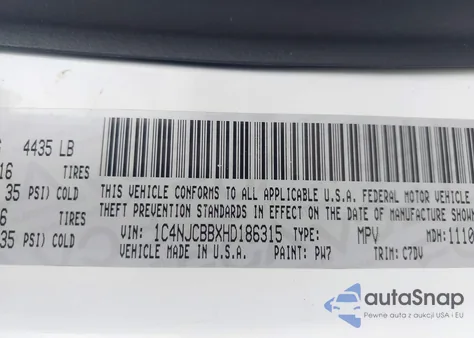 2017 Jeep Compass Sport Fwd из США, поврежденный, VIN 1C4NJCBBXHD186315